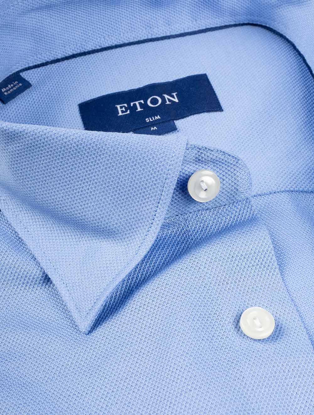 Eton Slim Fit Jersey Casual Shirt Light Blue AI2