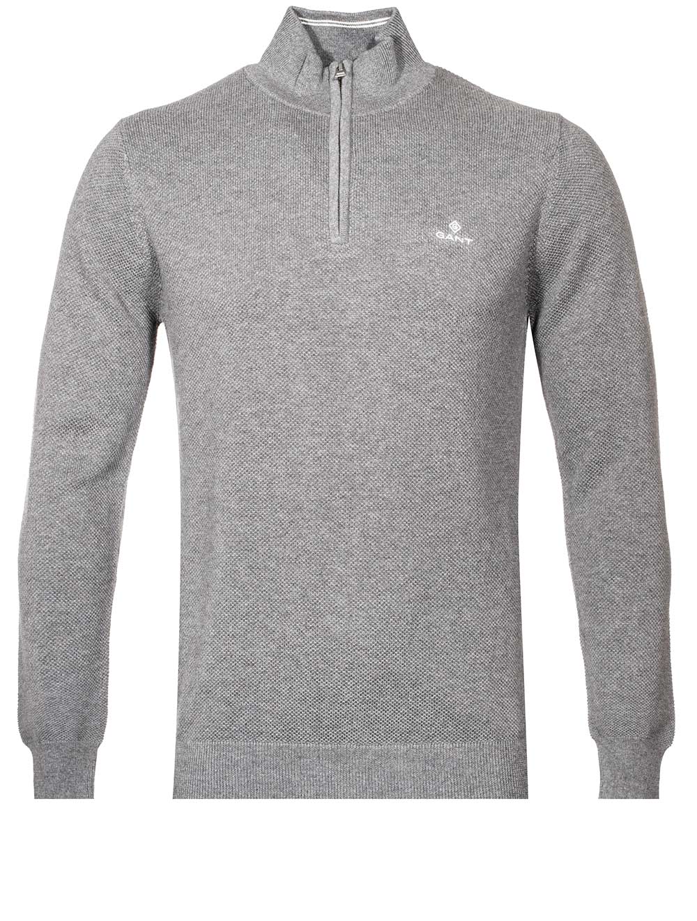 Gant Cotton Pique Half-Zip Dark Grey Melange MI