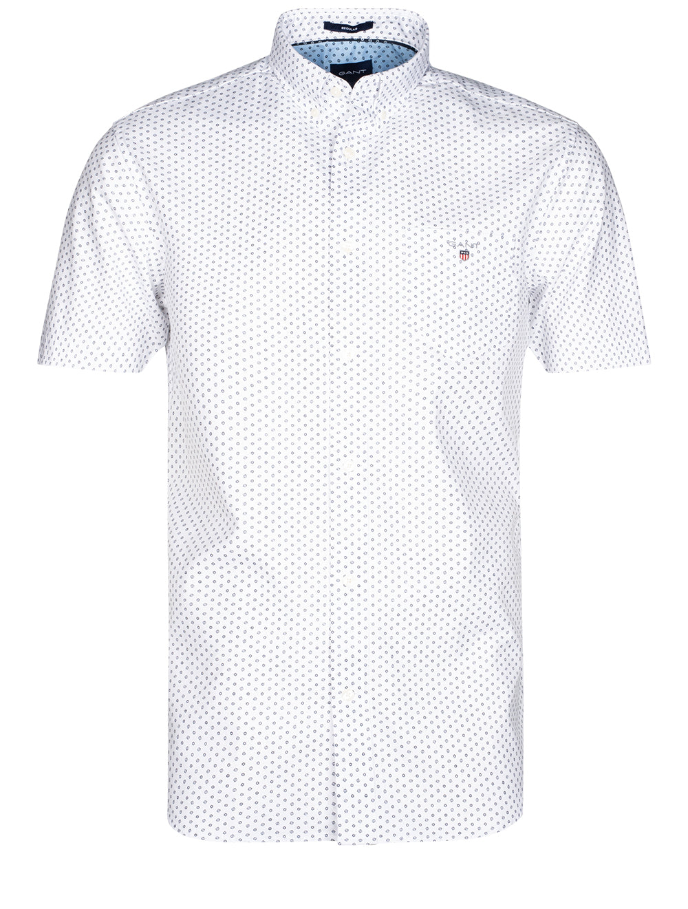 Gant Regular Fit Oxford Micro Print Short Sleeve Button-down White MI