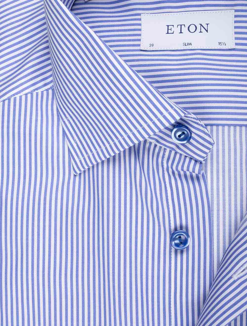 Slim Fit Bengal Striped Fine Twill Shirt Blue