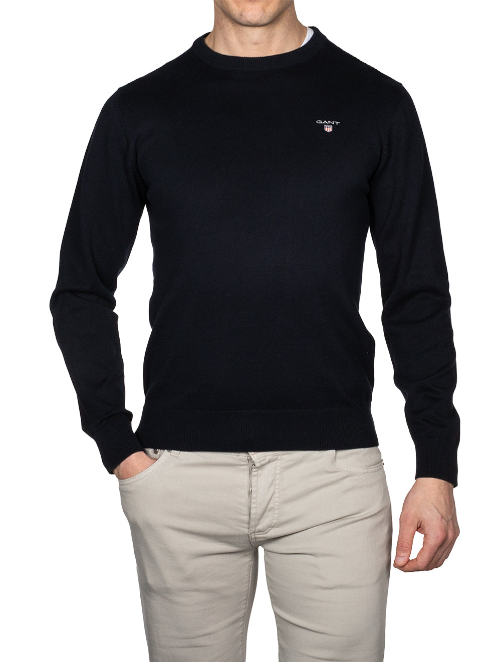 Gant Classic Cotton Crewneck Evening Blue AI1