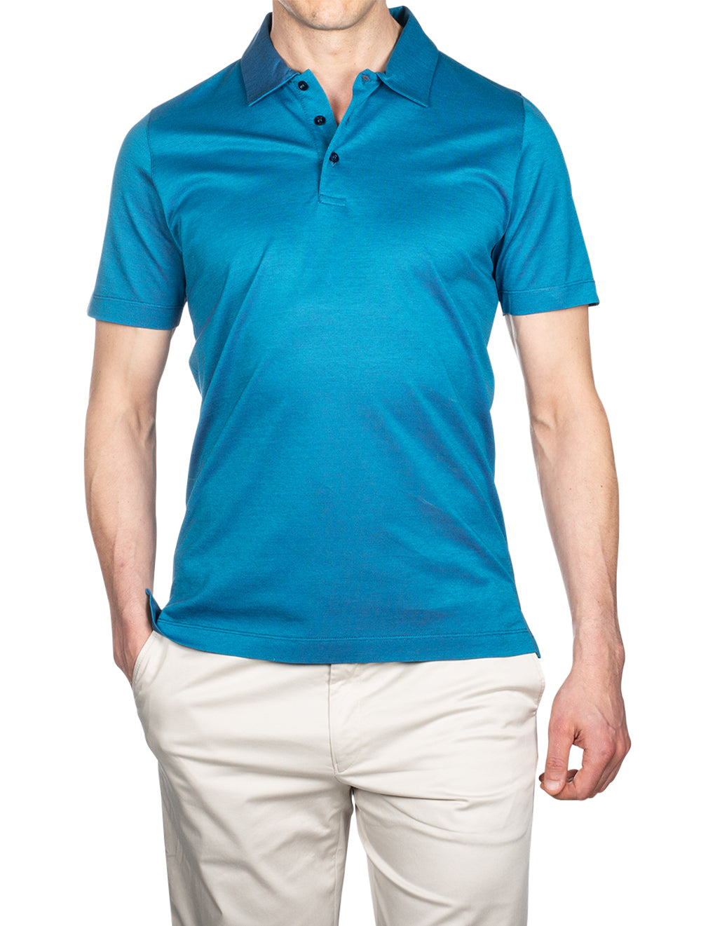 Canali Pique Polo Shirt Teal AI1