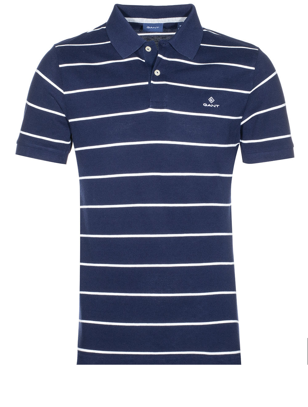 Gant Br Stripe Pique Short Sleeve Rugger Evening Blue MI