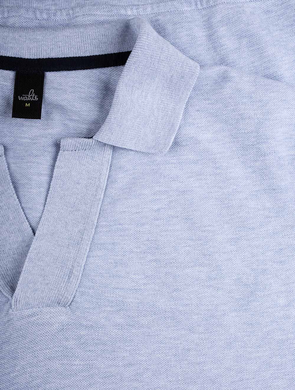 Wahts Barnett Longsleeve Retro Poloshirt Light Blue Melange AI1