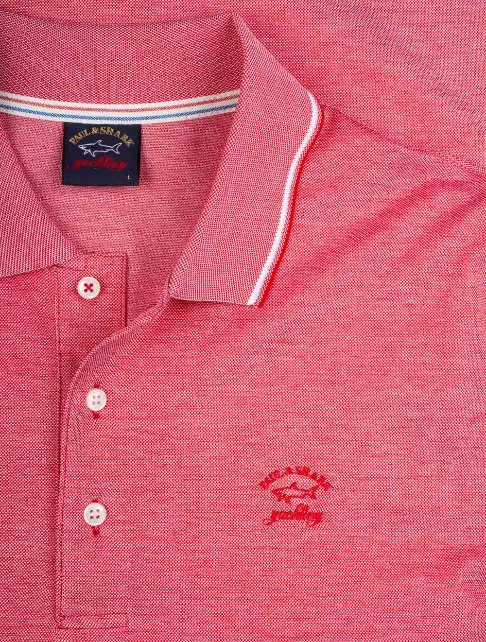 Paul And Shark Organic Cotton Pique Polo With Embroidered Logo Red AI3