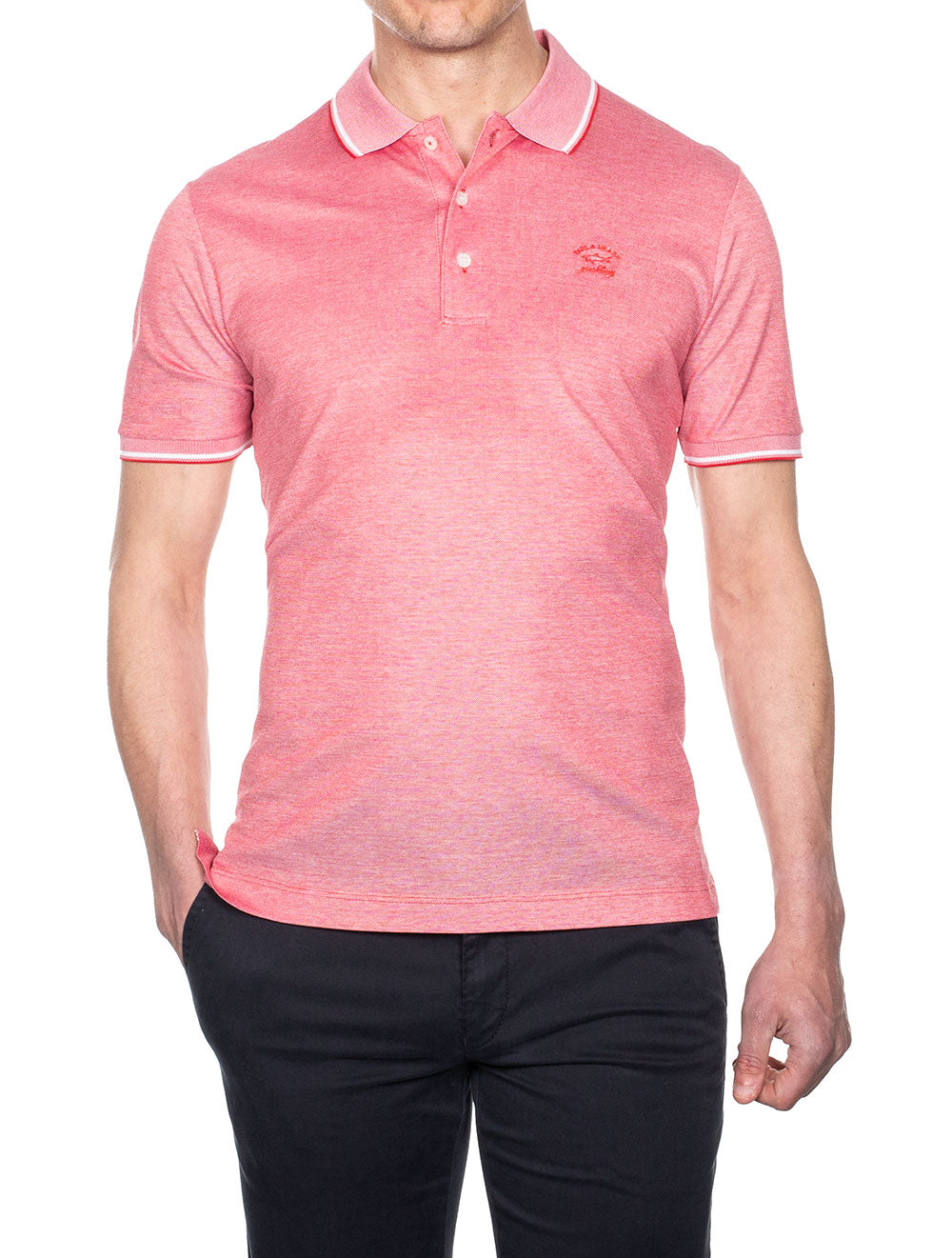 Paul And Shark Organic Cotton Pique Polo With Embroidered Logo Red AI1