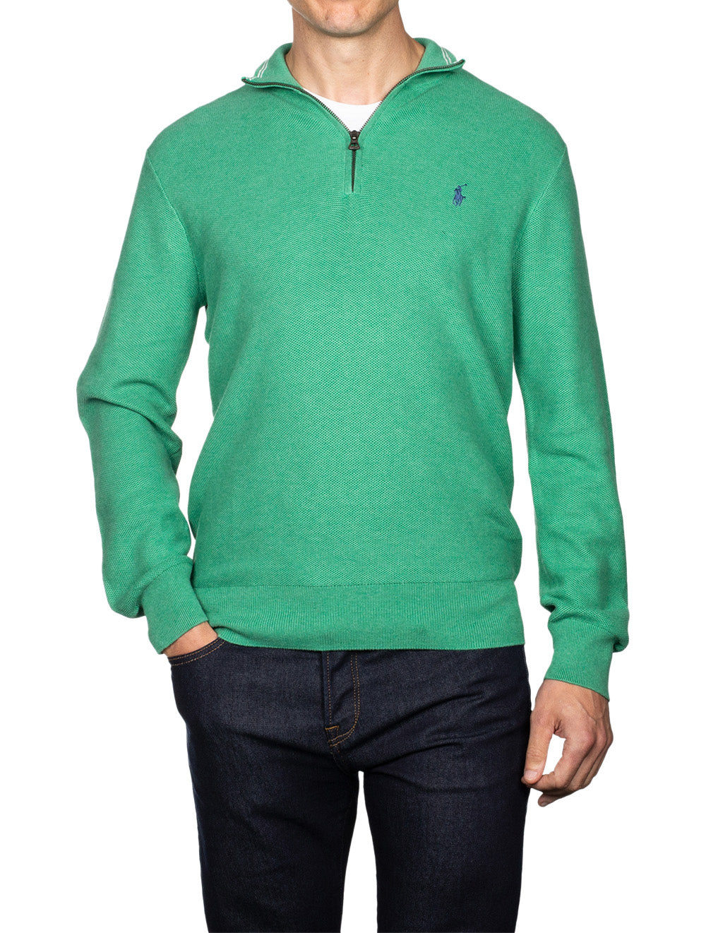 Ralph Lauren Pima Texture Half Zip Pullover Green AI1