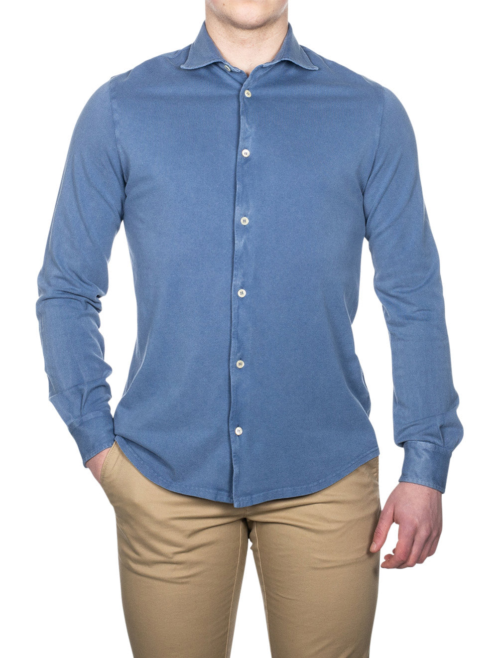 Piquet Giza Knitted Shirt Blue