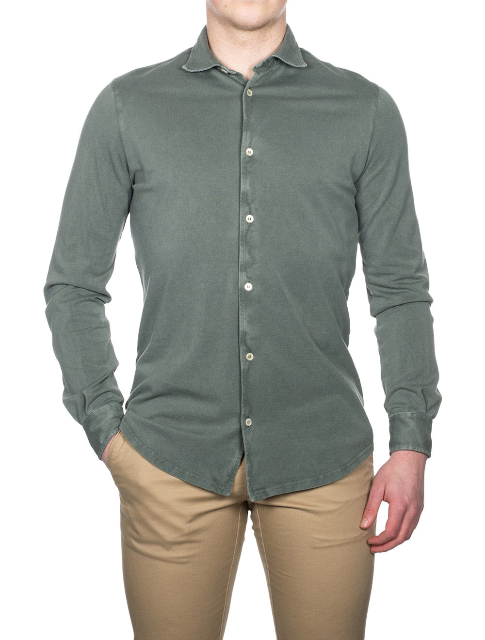 Fedeli Piquet Giza Knitted Shirt Green AI1