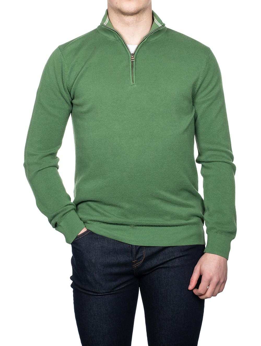 Gant Cotton Piqué Half Zip Sweater Leaf Green AI1