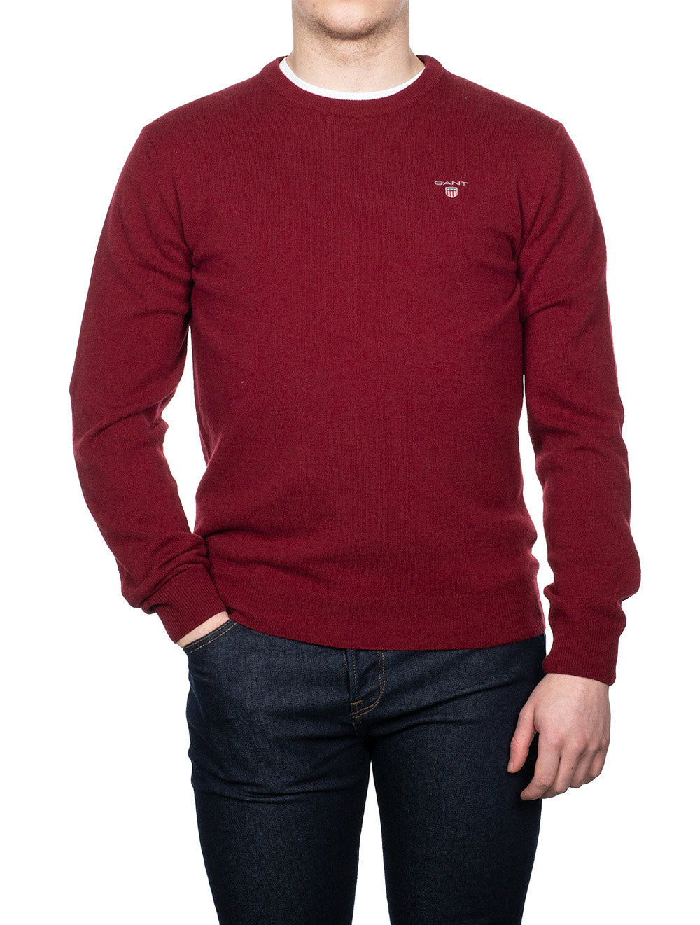 Gant Super Fine Lambswool Crew Neck Sweater Port Red AI1