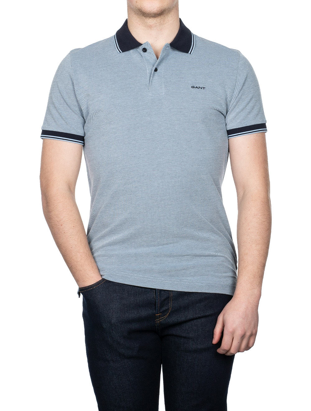 Gant 4-colour Oxford Pique Shortsleeve Gentle Blue AI1