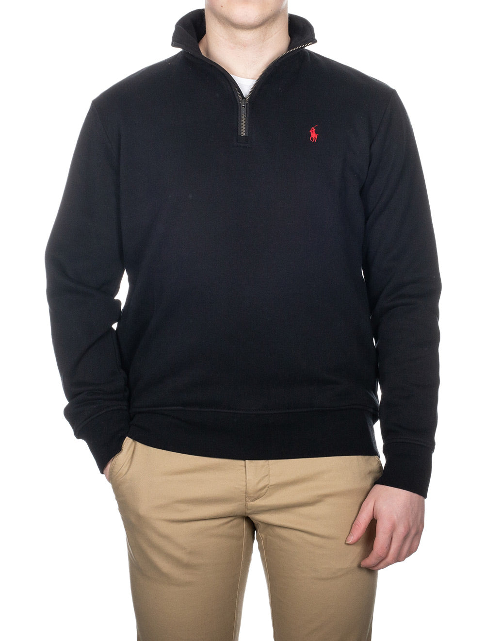 Ralph Lauren Half Zip Fleece Long Sleeve Sweatshirt Black AI1