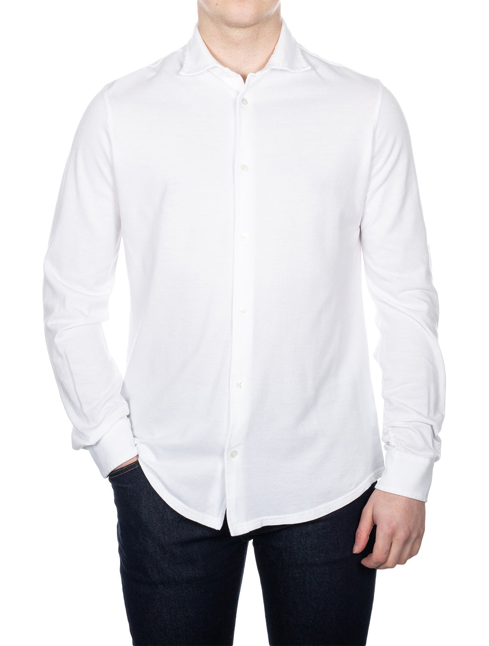 Piquet Giza Knitted Shirt White