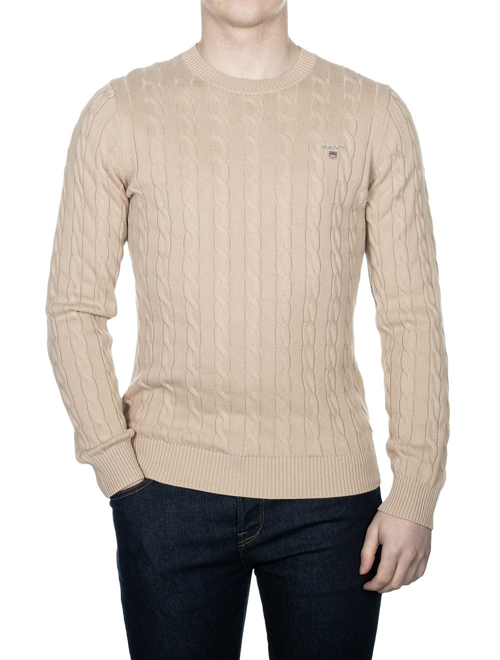 Cotton Cable Crewneck Dry Sand