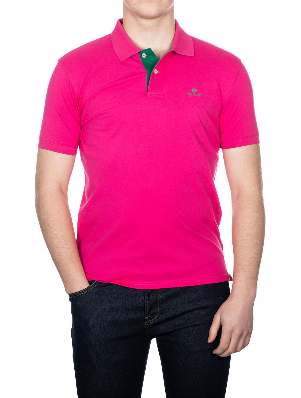 Gant Contrast Collar Piqué Polo Shirt Hyper Pink AI1