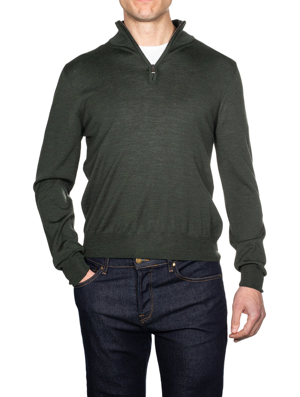 Canali Half Zip Knitwear Green AI1