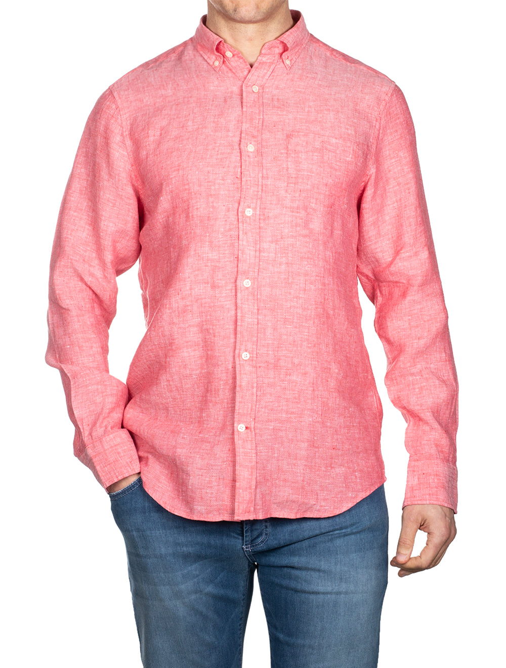 Gant Regular Fit Linen Shirt Buttondown Watermelon Pink AI1