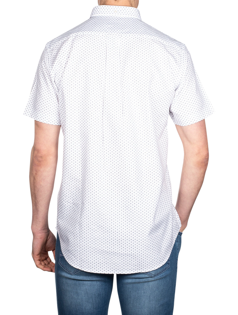 Gant Regular Fit Oxford Micro Print Short Sleeve Button-down White AI2