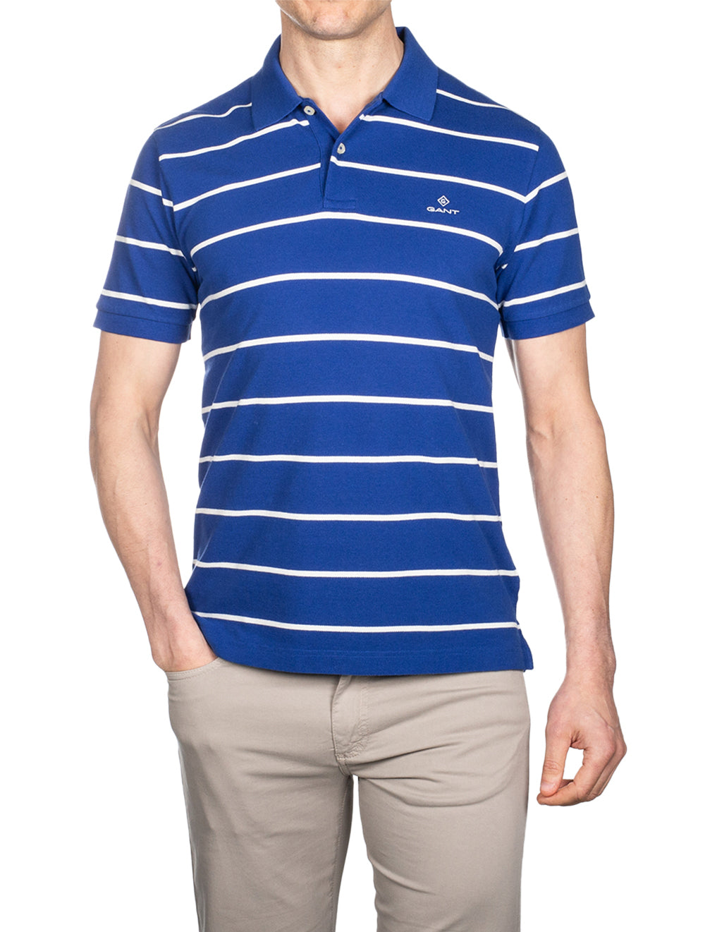 Gant Br Stripe Pique Short Sleeve Rugger College Blue AI1