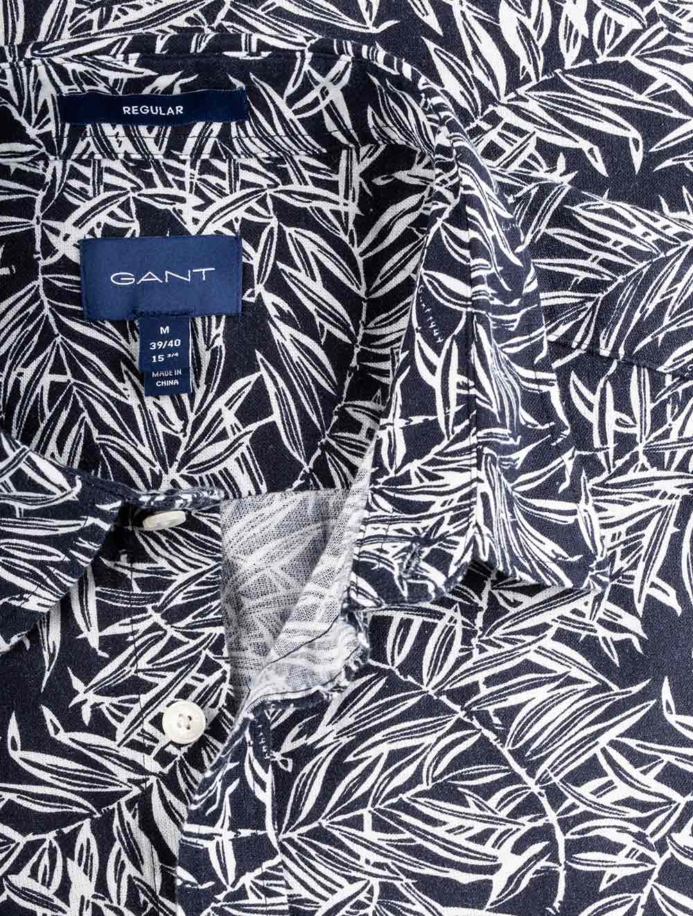 Gant Regular Fit Leaf Print Button-down Evening Blue AI3