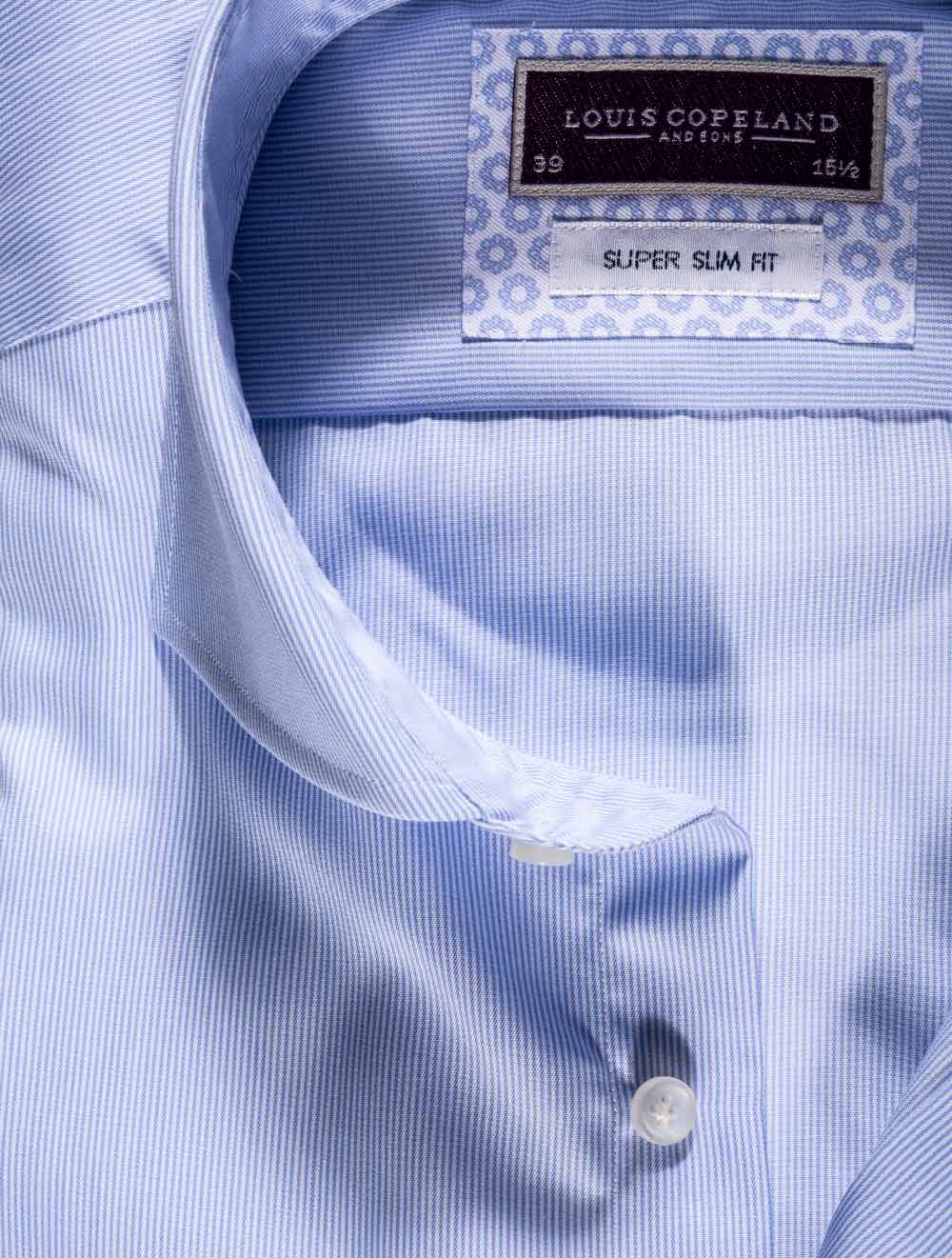 Louis Copeland Erne Thomas Mason Hairstripe Shirt Blue AI1