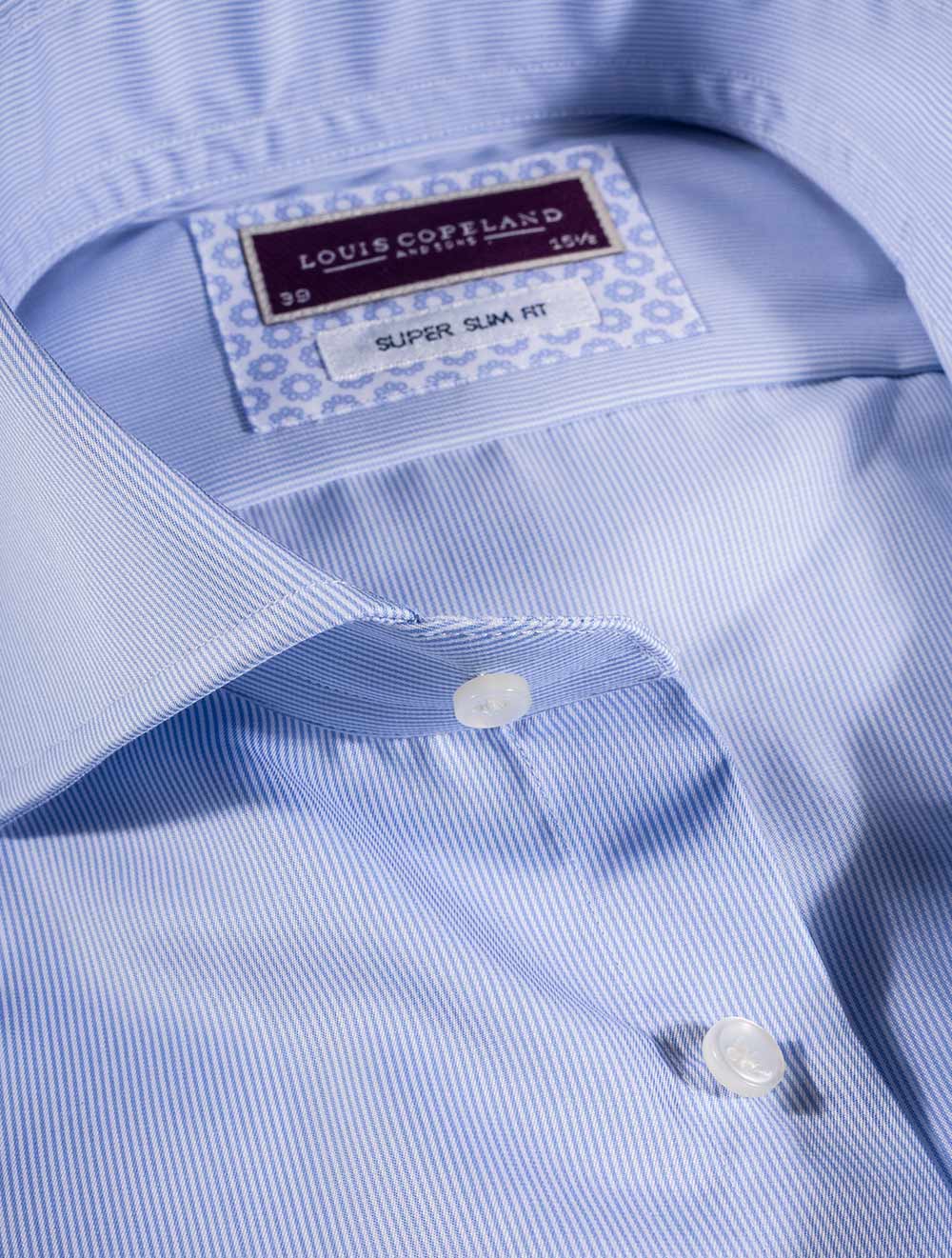 Louis Copeland Erne Thomas Mason Hairstripe Shirt Blue AI2