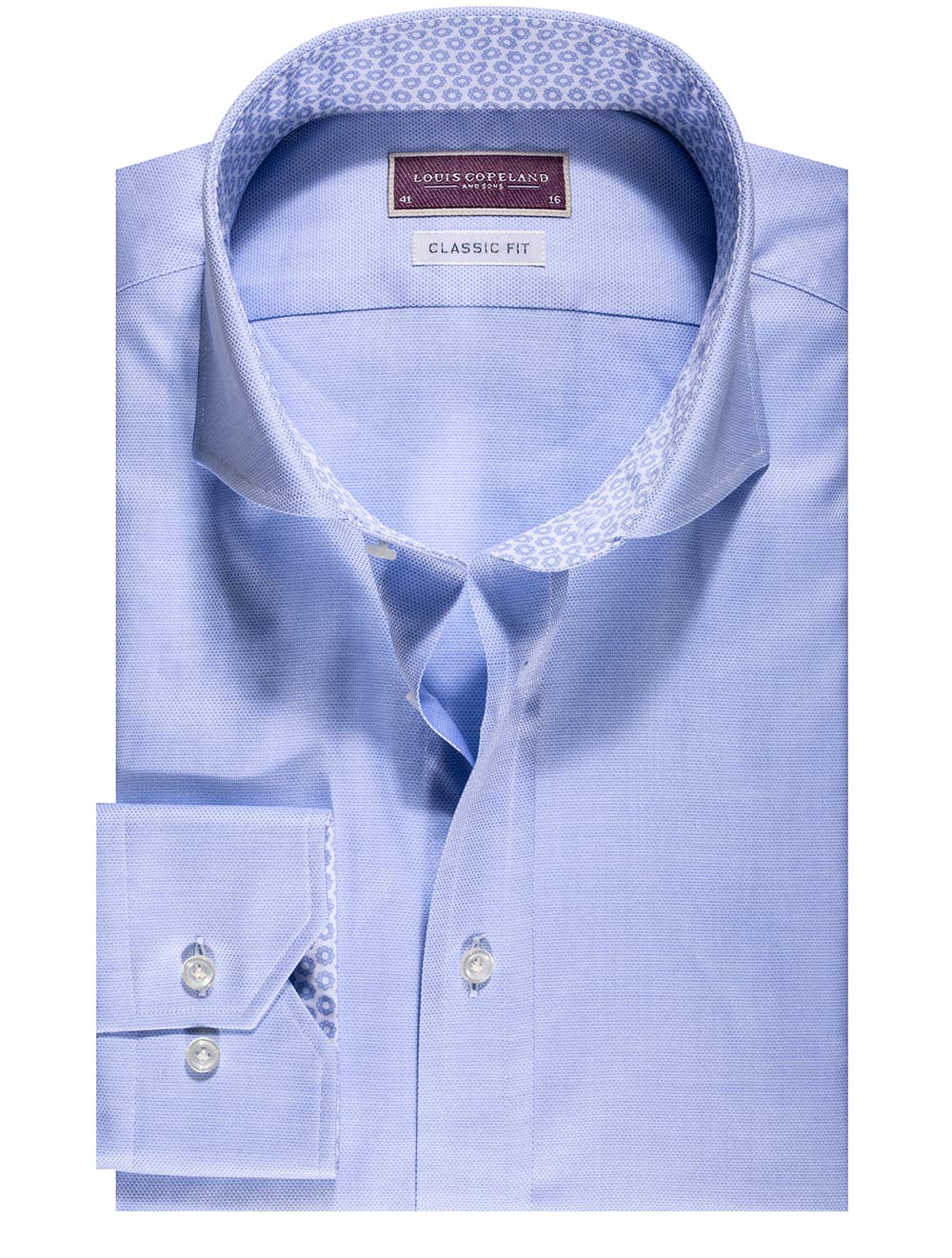 Louis Copeland Liffey Mesh Classic Fit Shirt With Inlay Blue MI