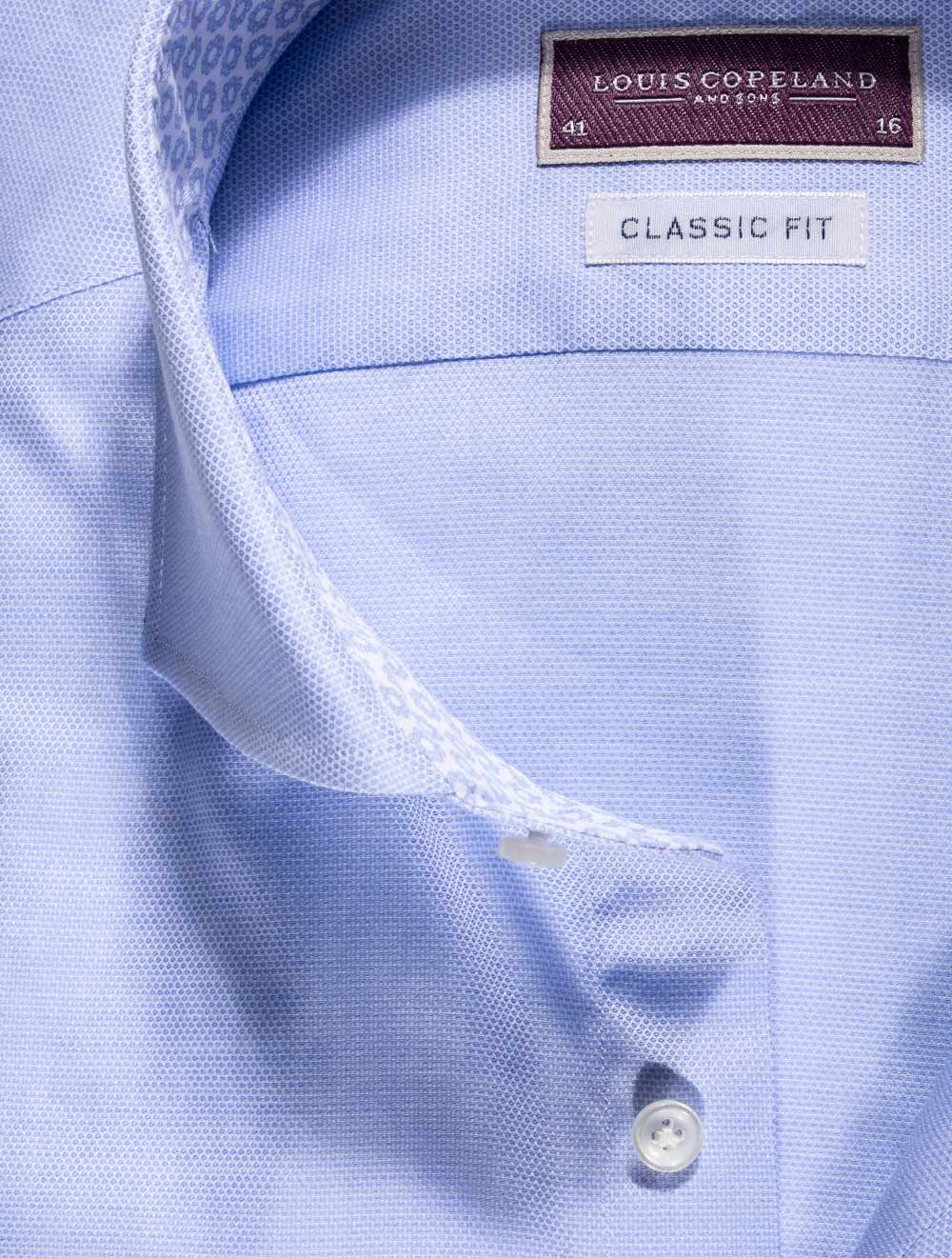 Louis Copeland Liffey Mesh Classic Fit Shirt With Inlay Blue AI1