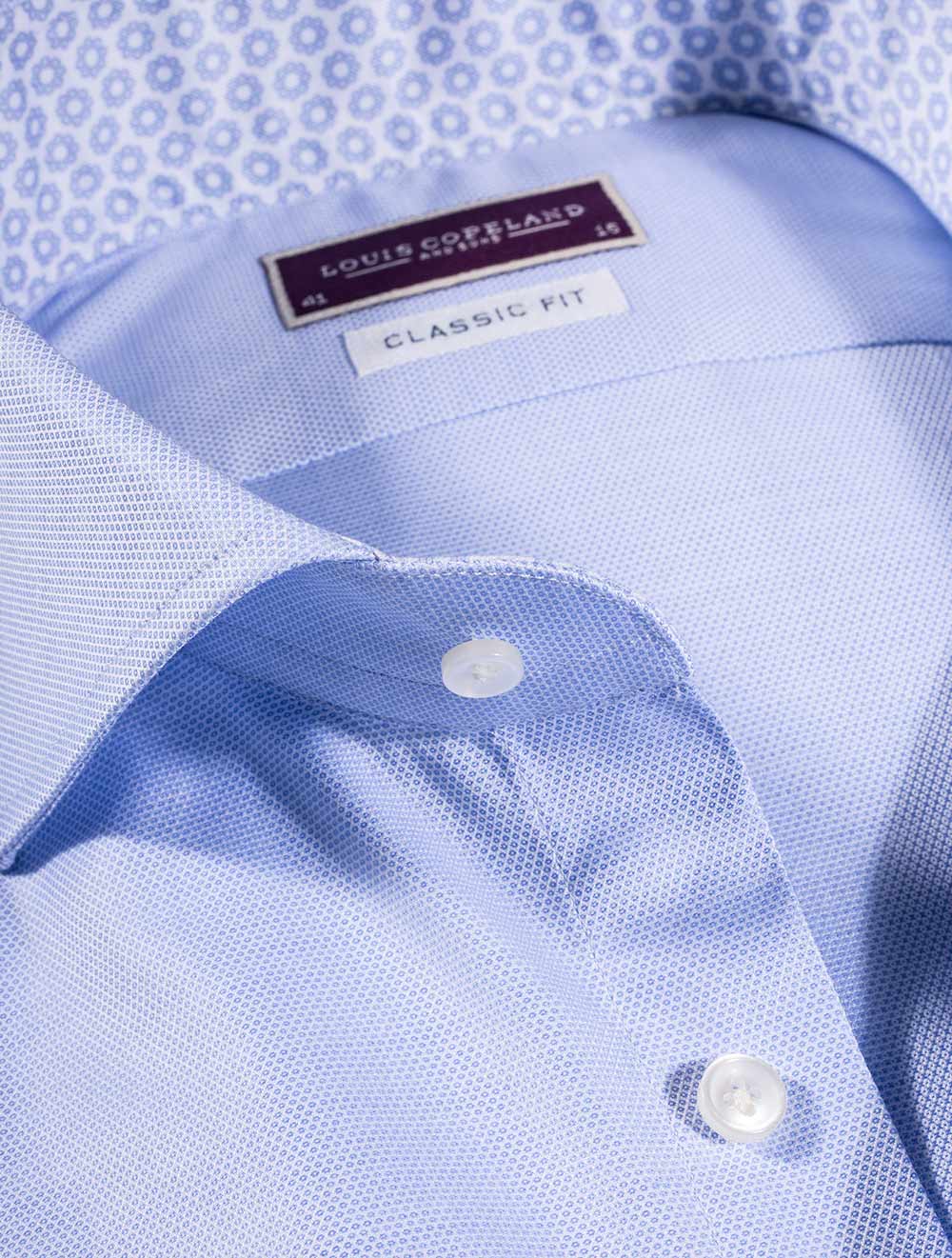 Louis Copeland Liffey Mesh Classic Fit Shirt With Inlay Blue AI2