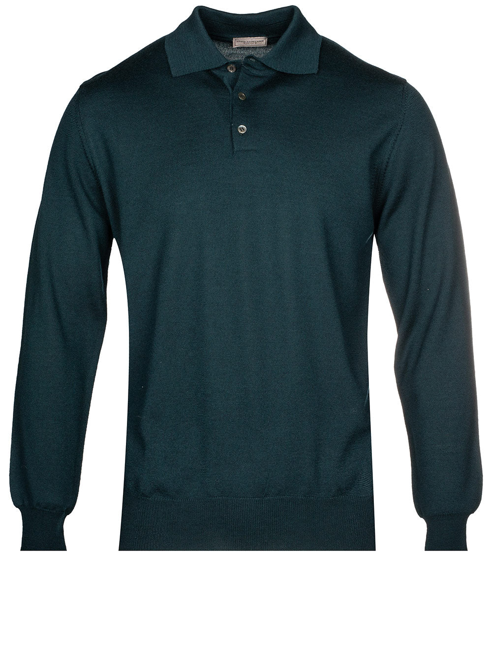 Louis Copeland Merino Long Sleeve Polo Green MI