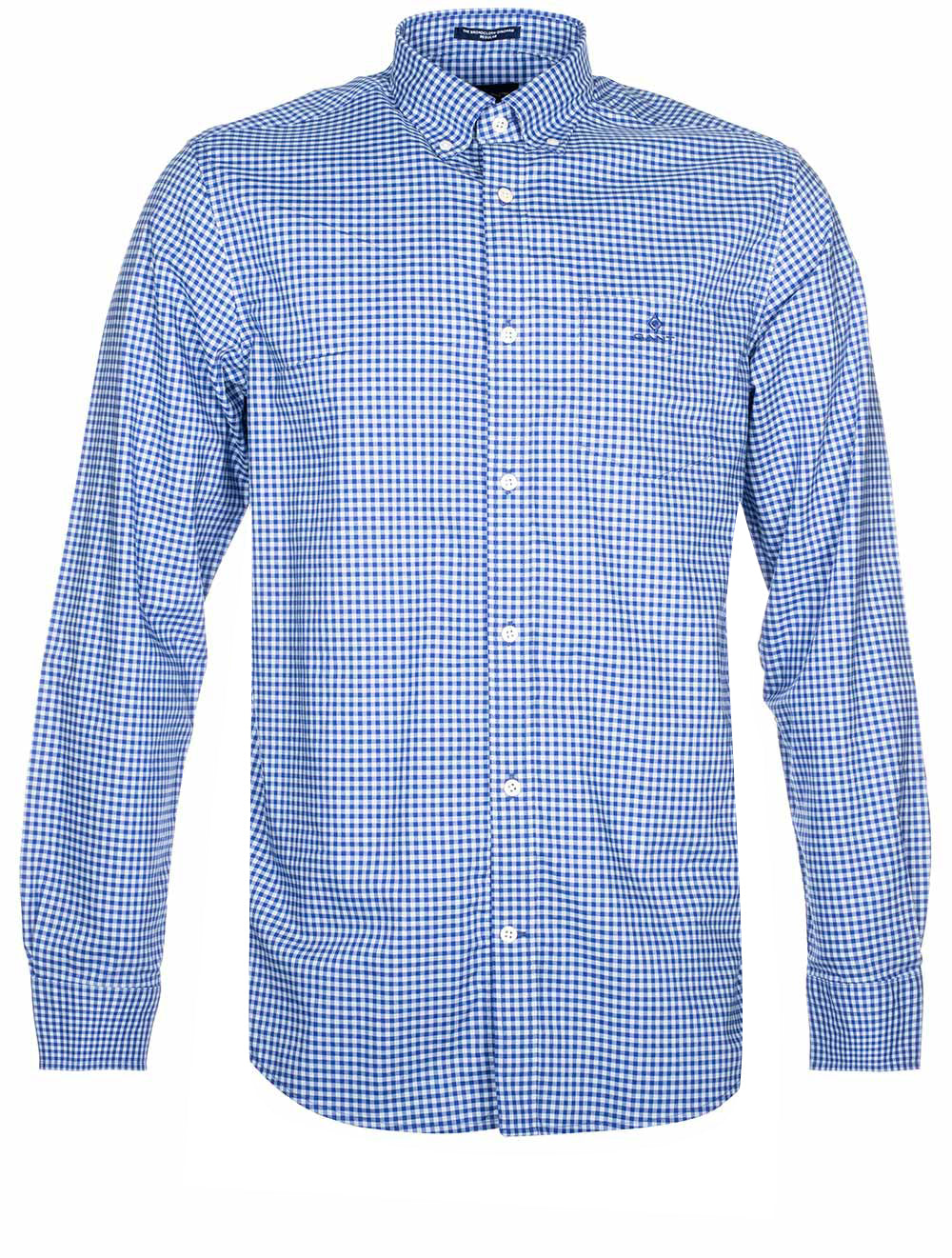 Regular Fit Blue 2-Color Gingham Broadcloth Shirt College Blue