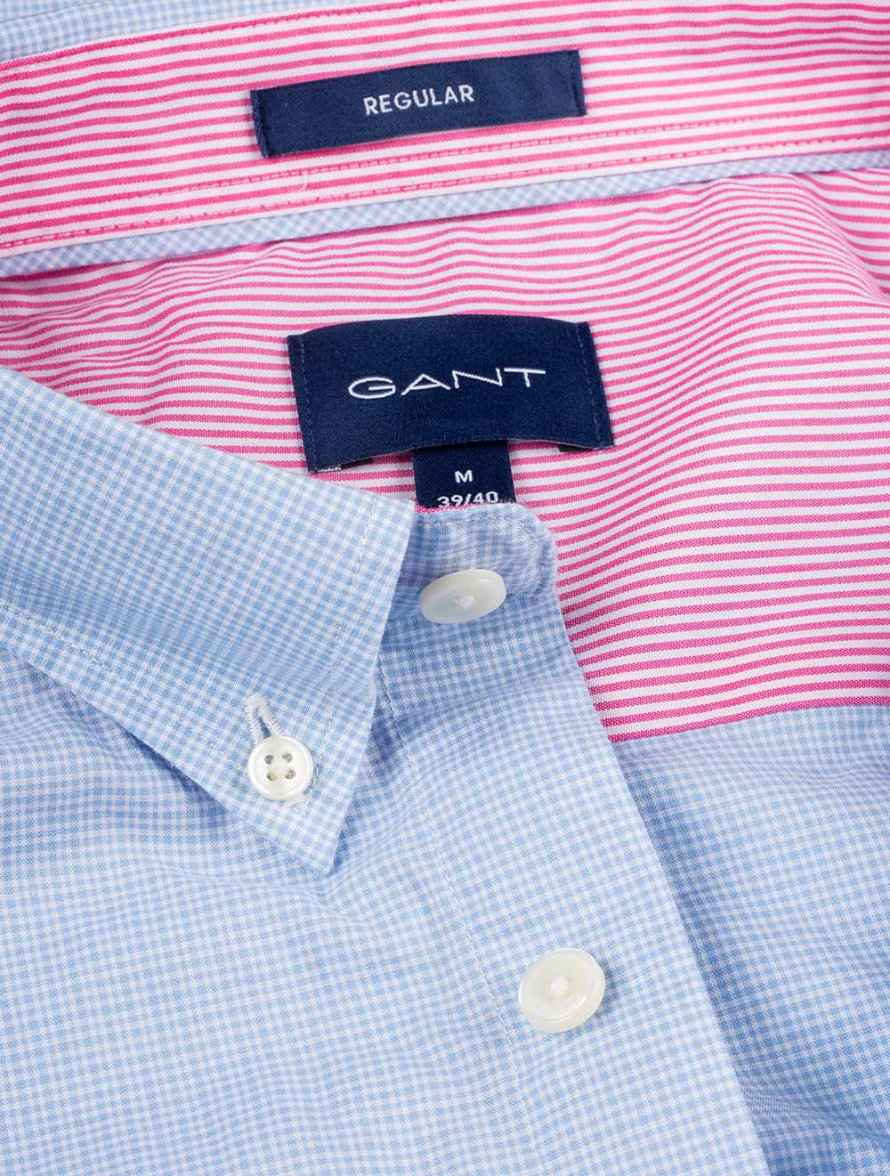 Gant Regular Fit Micro Check Broadcloth Shirt Capri Blue AI2