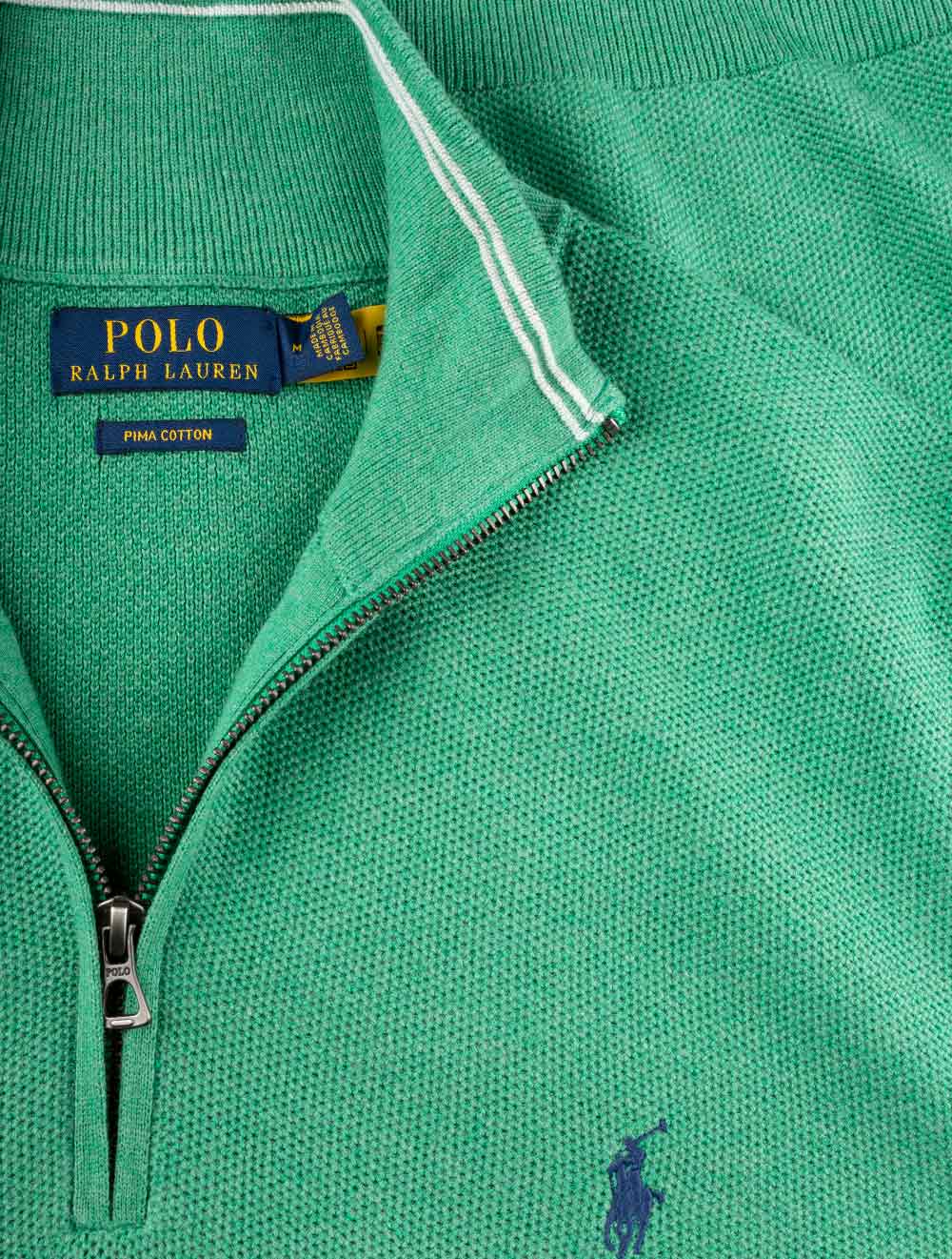 Ralph Lauren Pima Texture Half Zip Pullover Green AI3