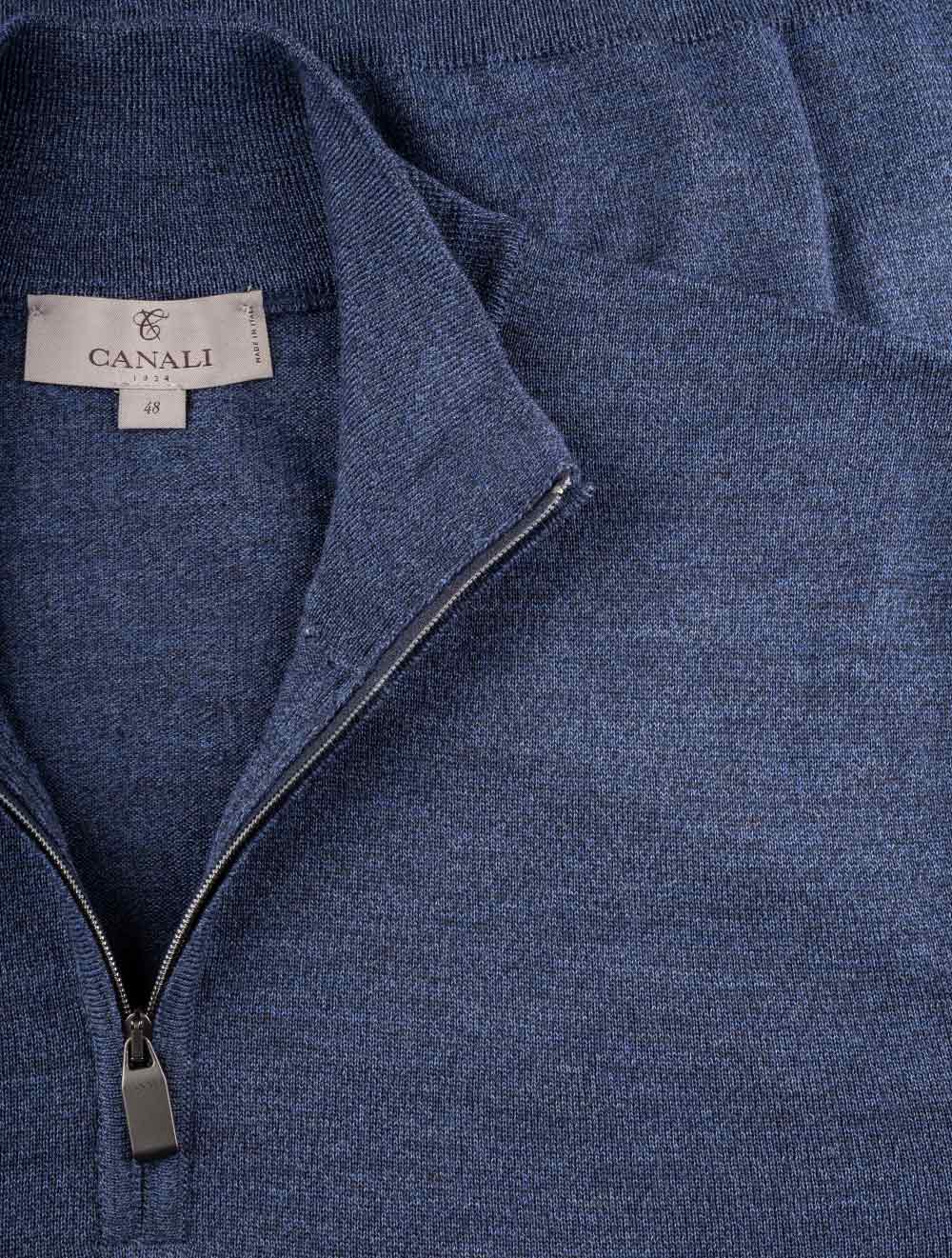 Canali Half Zip Knitwear Blue AI3