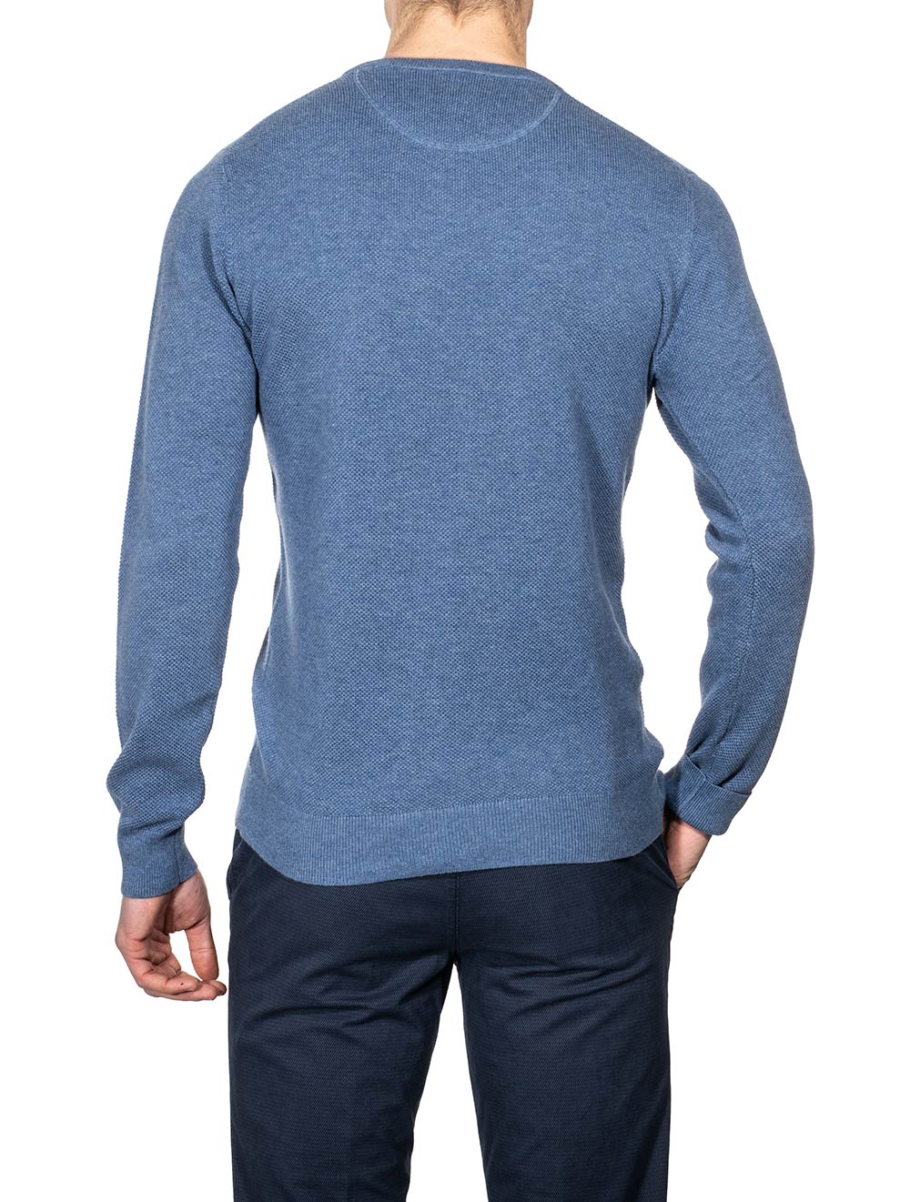 Gant Cotton Pique Crewneck Denim Blue Melange AI2