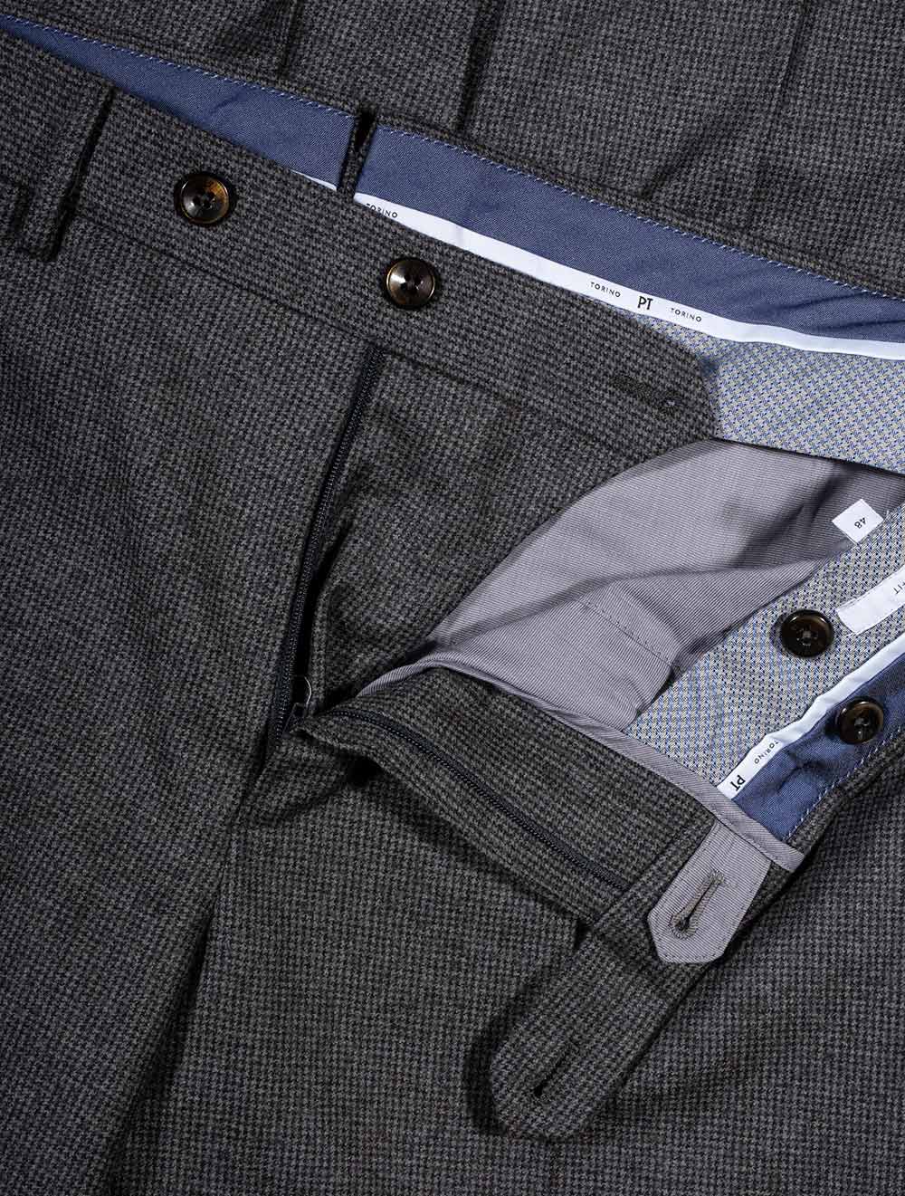 Pt01 Houndstooth Tailored Trouser Grey AI2