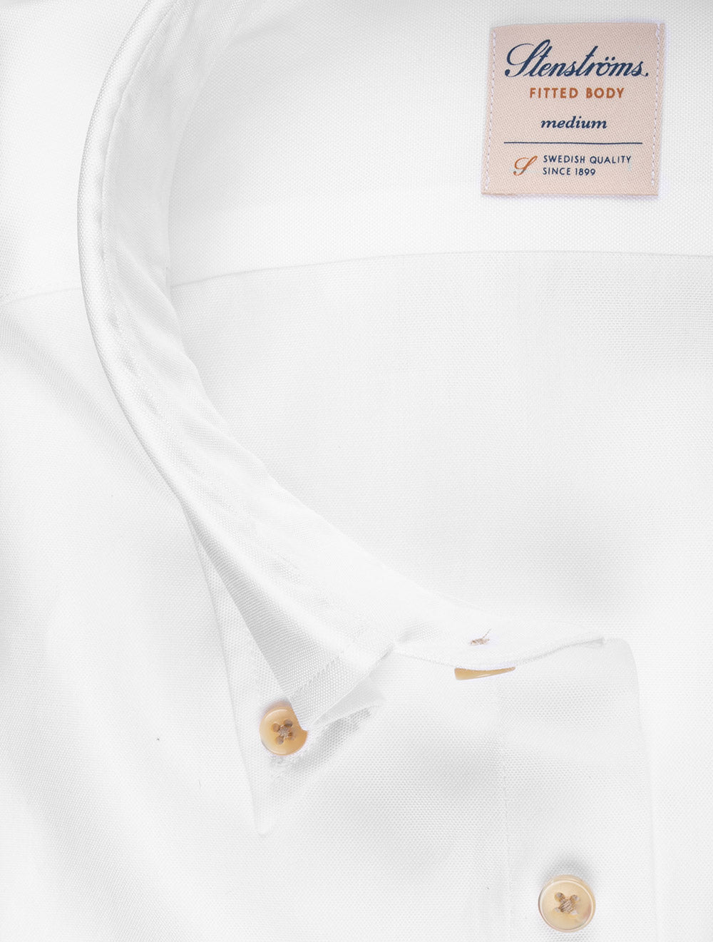 Stenstroms White Button Down Plain Fitted Body Shirt AI1