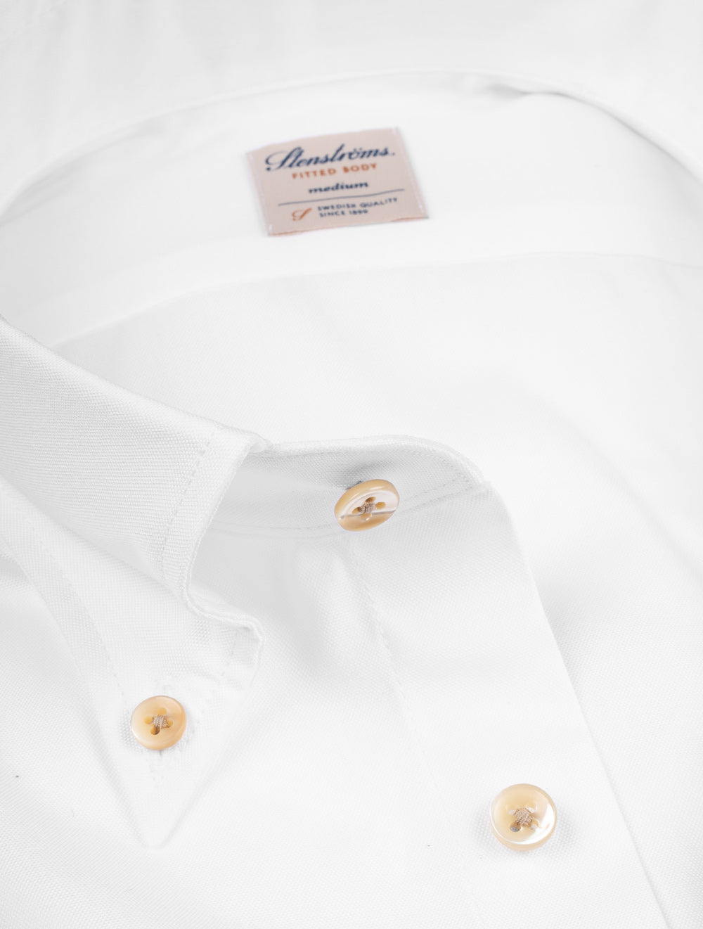 Stenstroms White Button Down Plain Fitted Body Shirt AI2