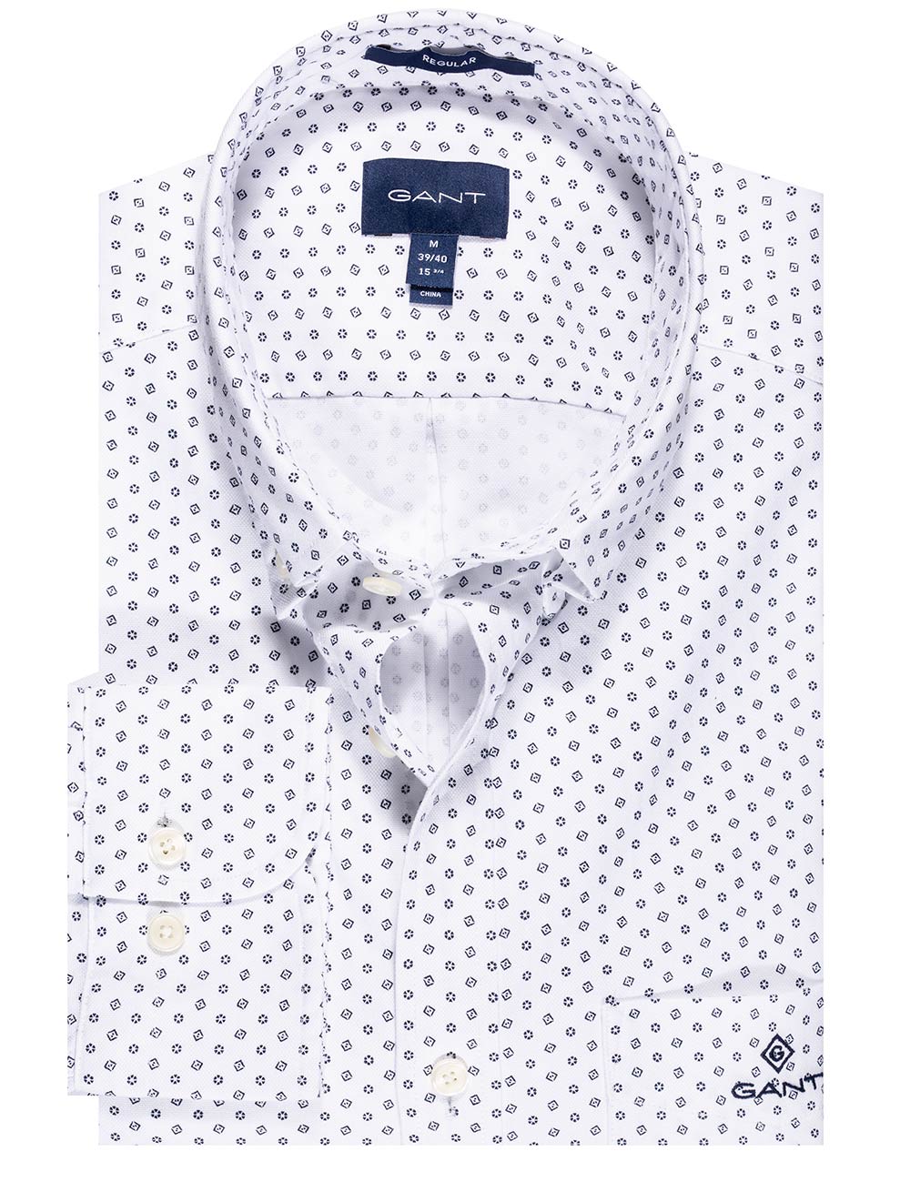 Gant Regular Fit Geometric Floral Print Shirt White MI