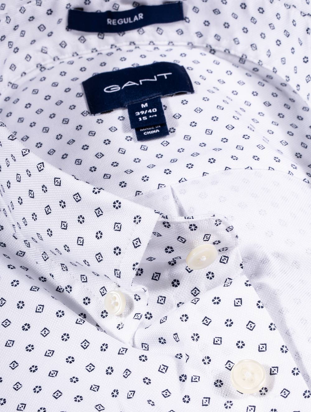 Gant Regular Fit Geometric Floral Print Shirt White AI2