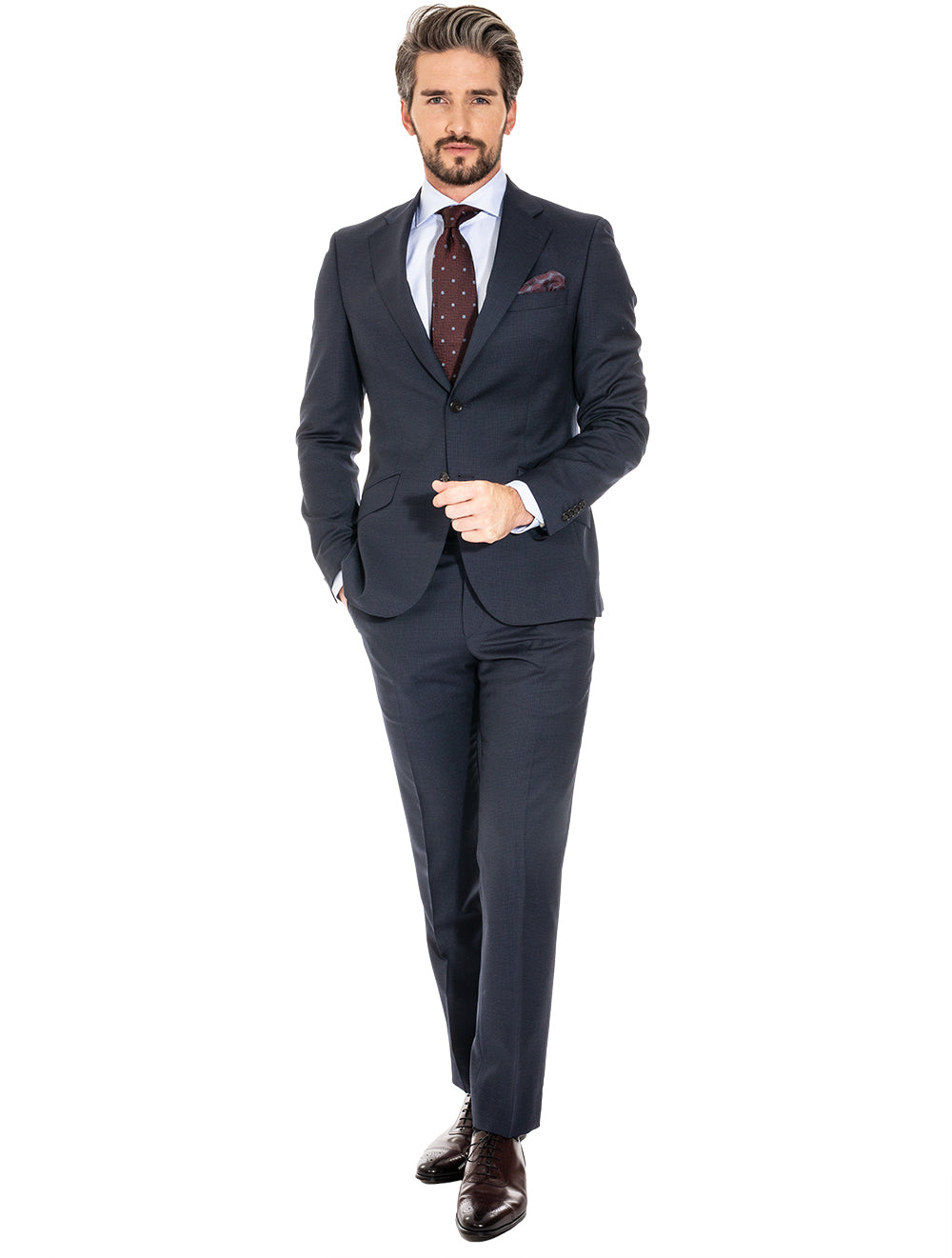 Louis Copeland Navy Micro Check Suit 