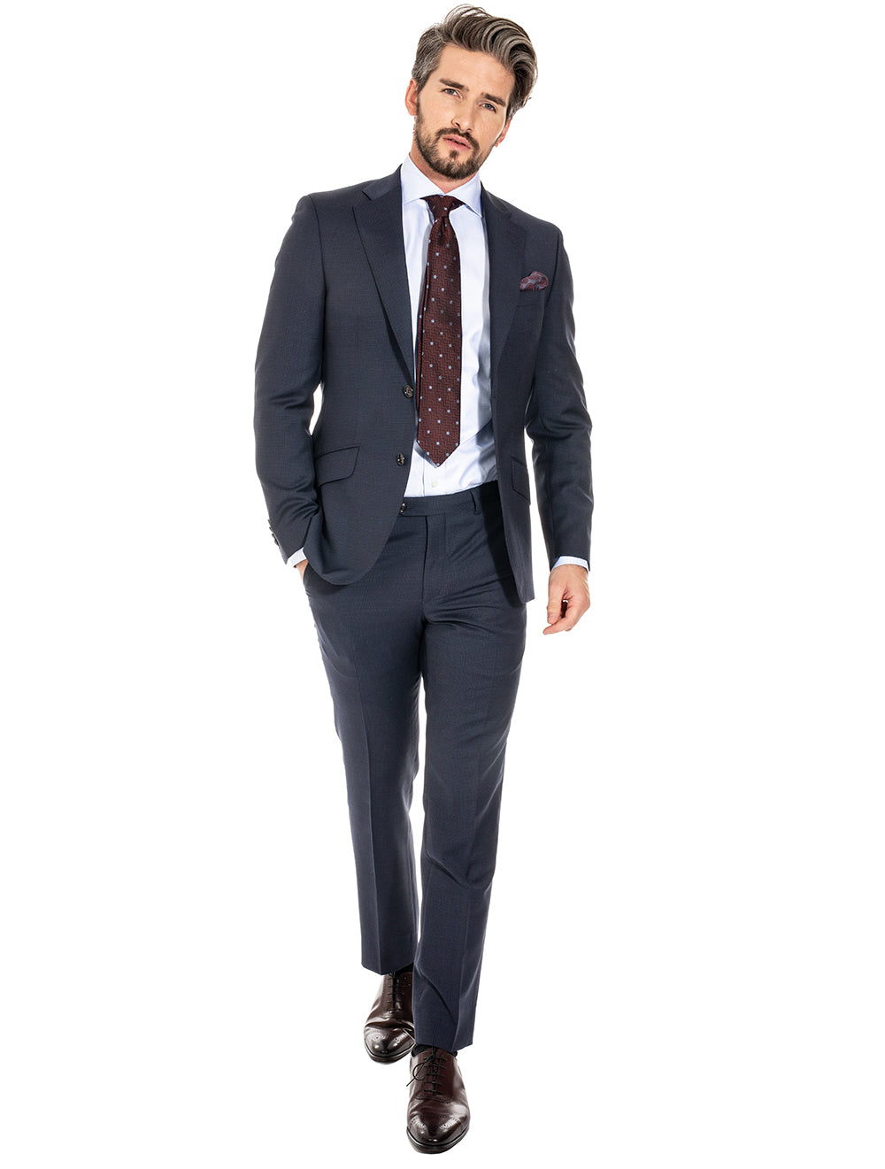 Louis Copeland Navy Micro Check Suit 