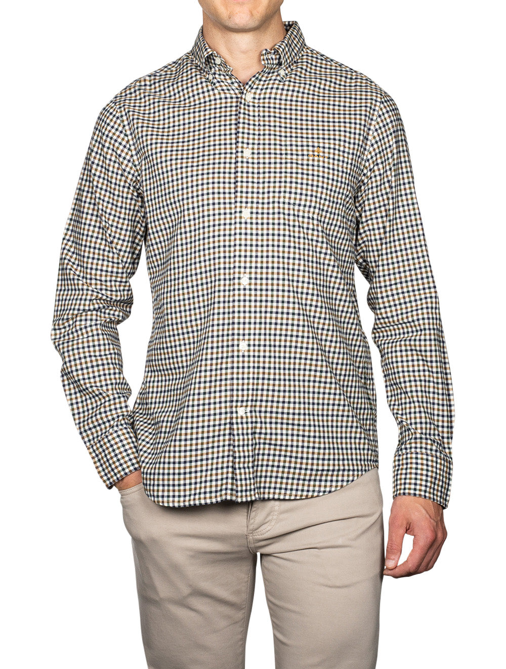 Gant Regular Fit Gingham Twill Shirt Eggshell AI1