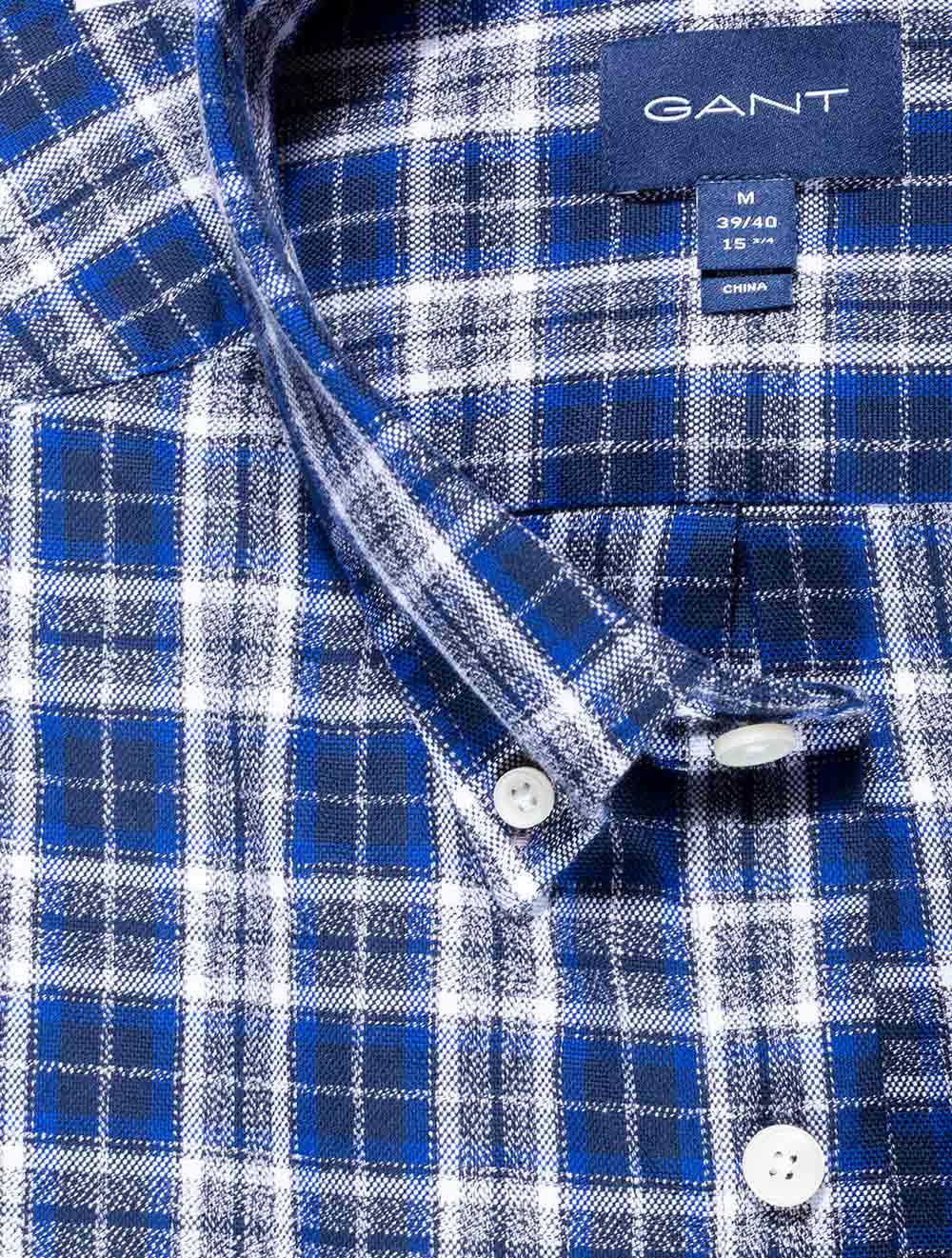 Gant Regular Fit Check MoulinÃ© Oxford Shirt College Blue AI1