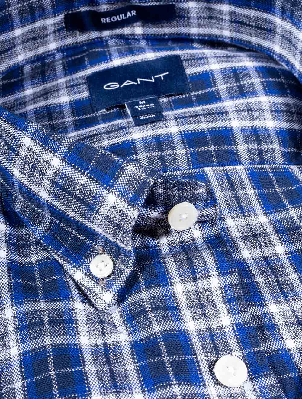 Gant Regular Fit Check MoulinÃ© Oxford Shirt College Blue AI2