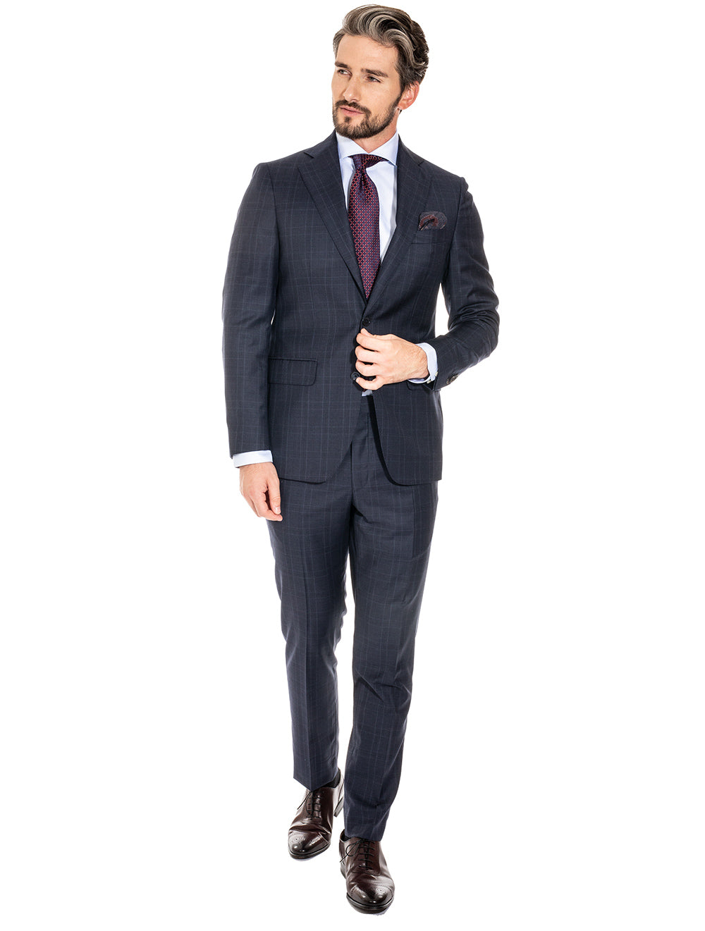 Louis Copeland Navy Check Two-Piece S150 Suit Navy MI