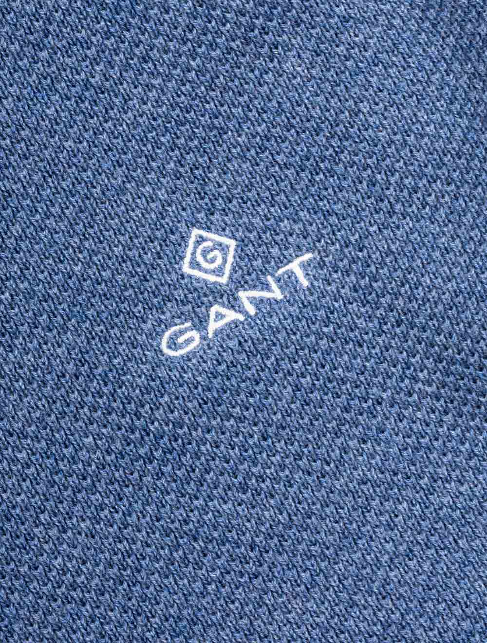 Gant Cotton Pique Crewneck Denim Blue Melange AI4