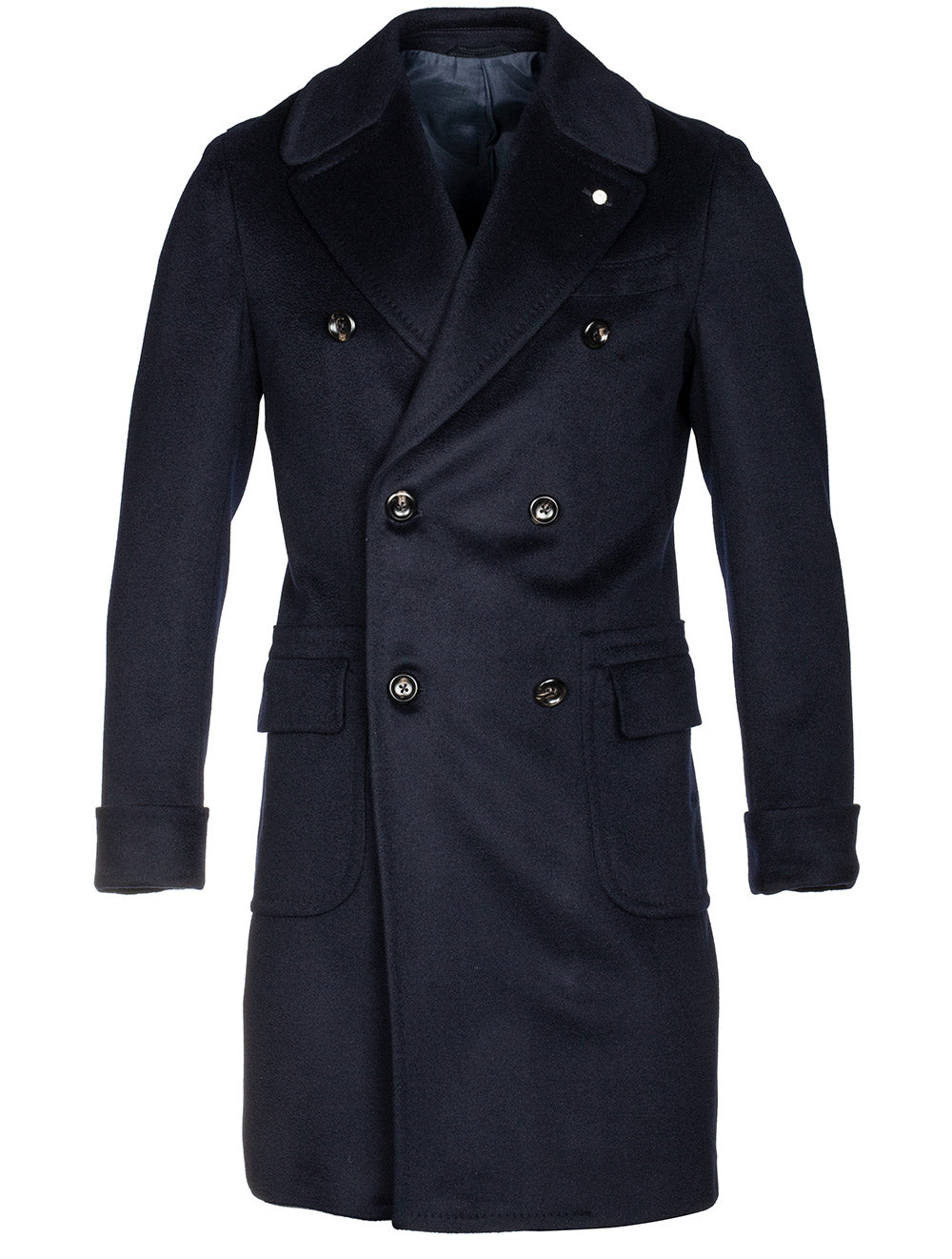 Lubiam Double Breasted Overcoat Wool & Cashmere Navy | Men's Winter ...