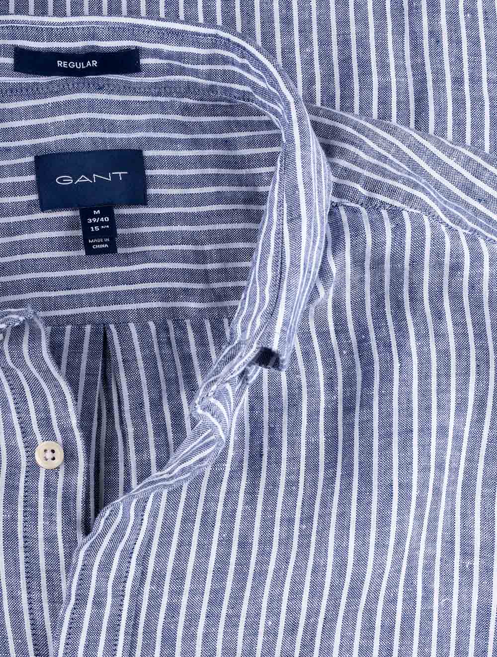 Gant Stripe Linen Button-down Persian Blue AI3